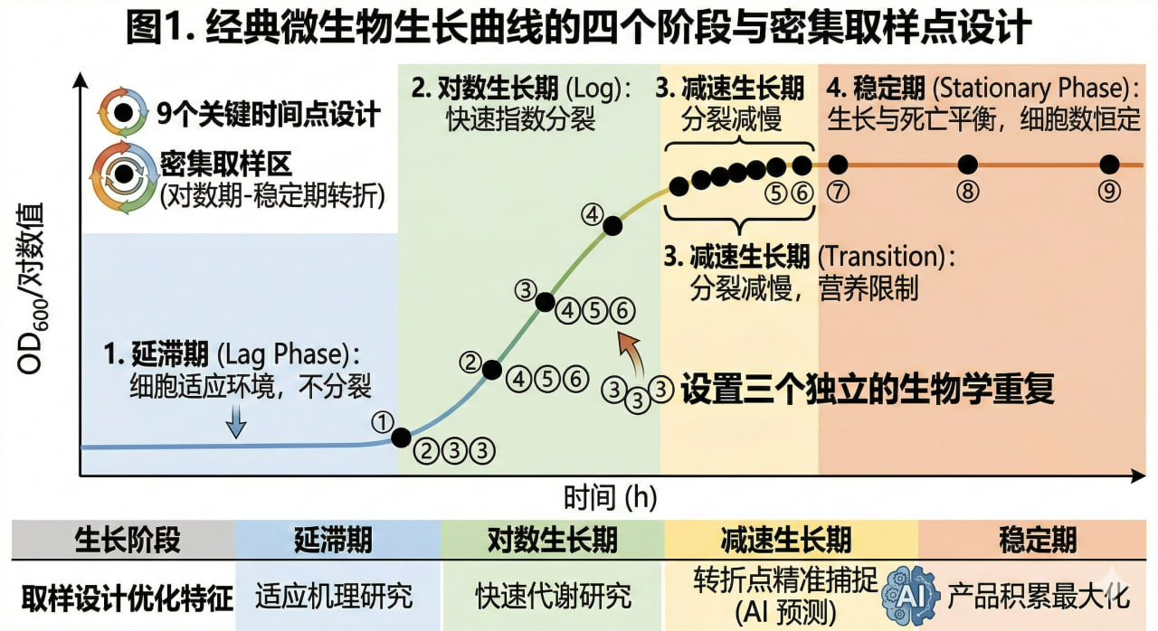 标准化微生物生长曲线与取样时间点设计