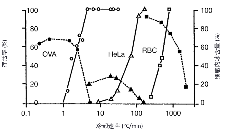存活率随冷却速率的变化关系